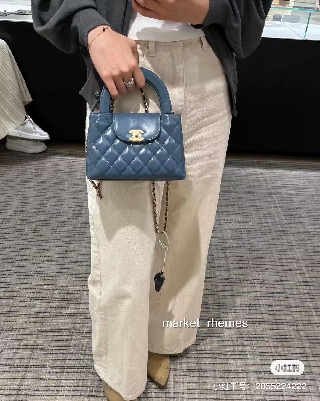 Chanel 23k Vintage Kelly Original Leather Top Handle Bag AS4416 Navy Blue Chanel 23k Vintage Kelly Original Leather Top Handle Bag AS4416 Navy Blue