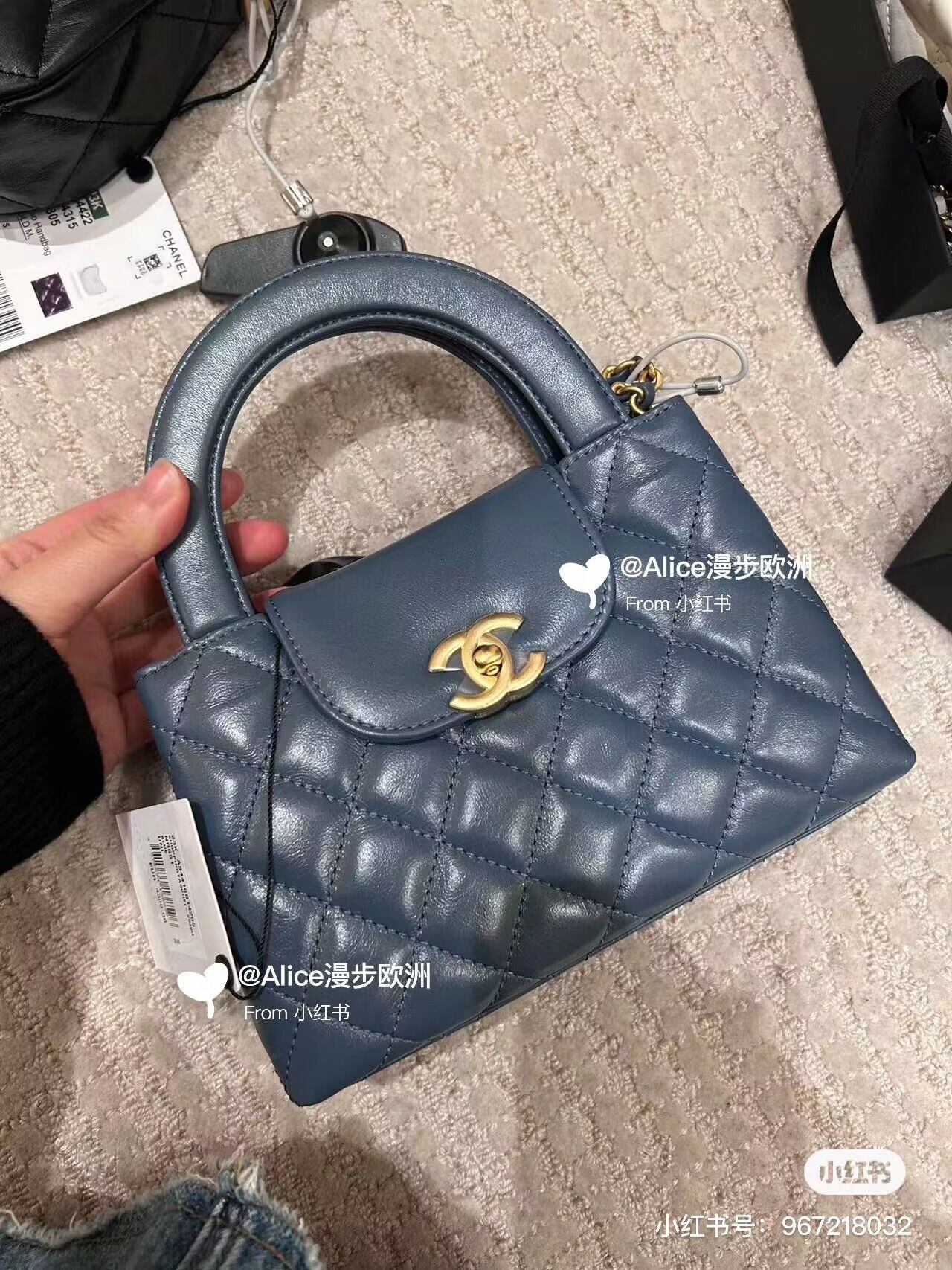 Chanel 23k Vintage Kelly Original Leather Top Handle Bag AS4416 Navy Blue Chanel 23k Vintage Kelly Original Leather Top Handle Bag AS4416 Navy Blue