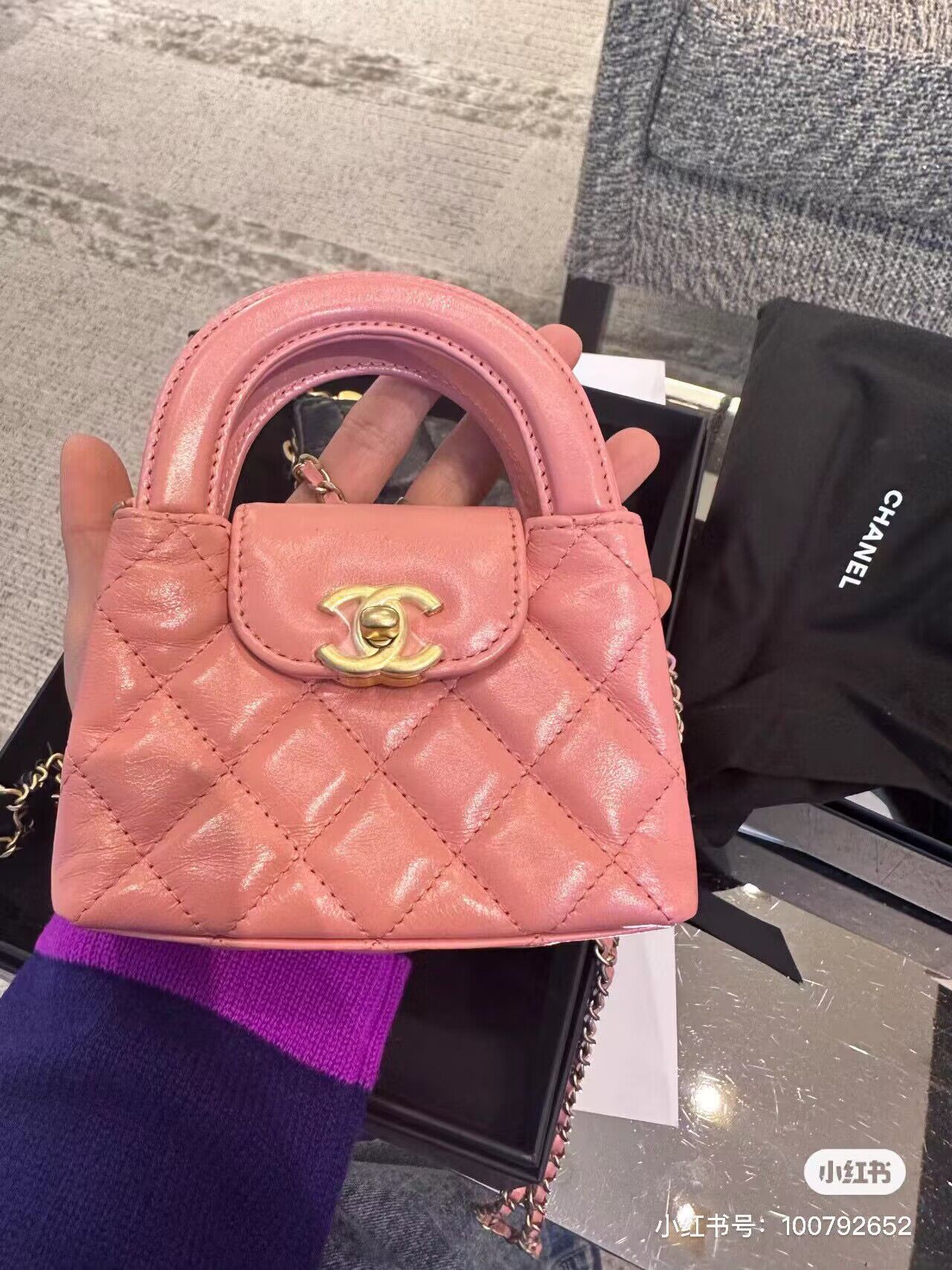 Chanel 23k Vintage Kelly Original Leather Top Handle Bag AS4416 Pink Chanel 23k Vintage Kelly Original Leather Top Handle Bag AS4416 Pink