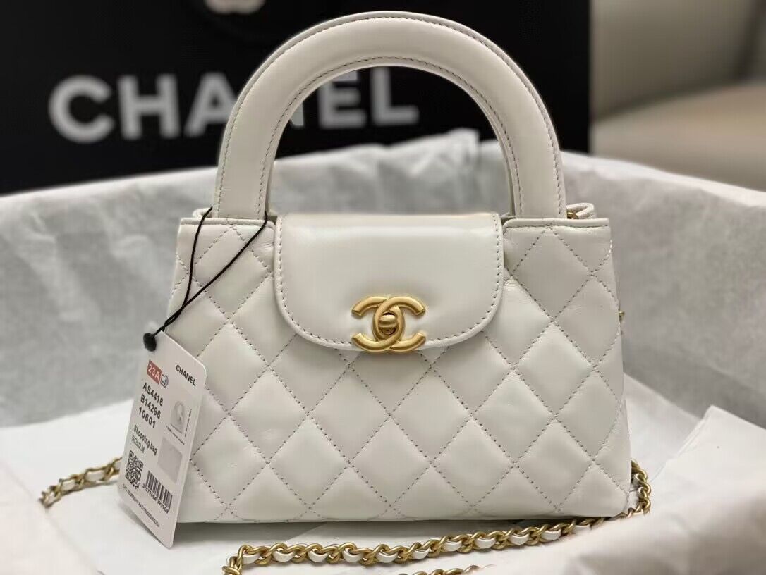 Chanel 23k Vintage Kelly Original Leather Top Handle Bag AS4416 White Chanel 23k Vintage Kelly Original Leather Top Handle Bag AS4416 White