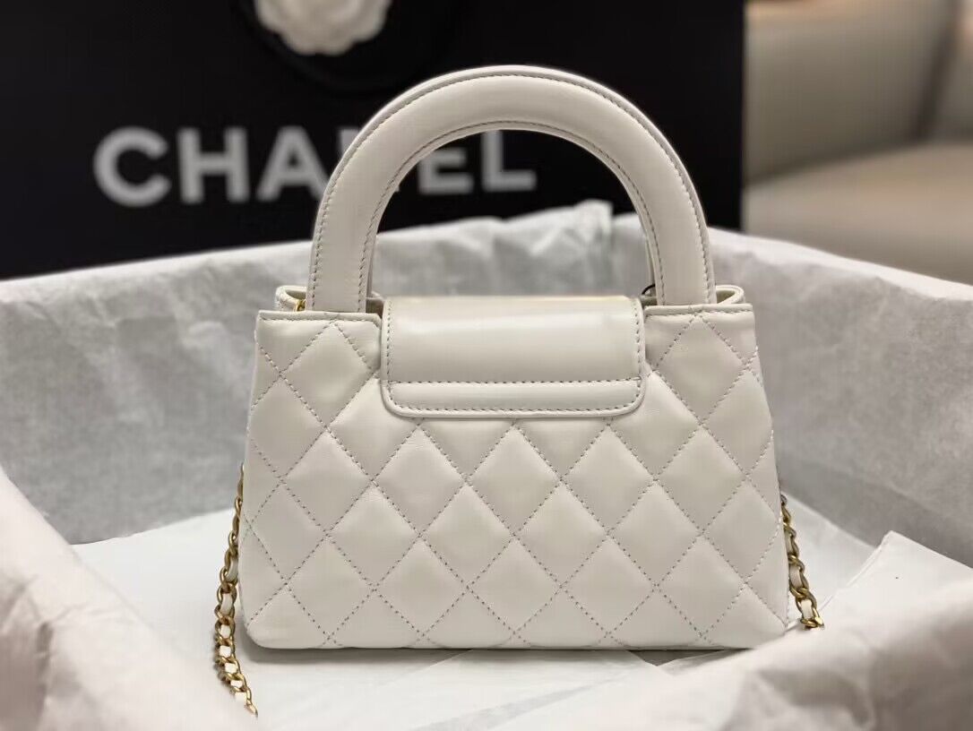 Chanel 23k Vintage Kelly Original Leather Top Handle Bag AS4416 White Chanel 23k Vintage Kelly Original Leather Top Handle Bag AS4416 White