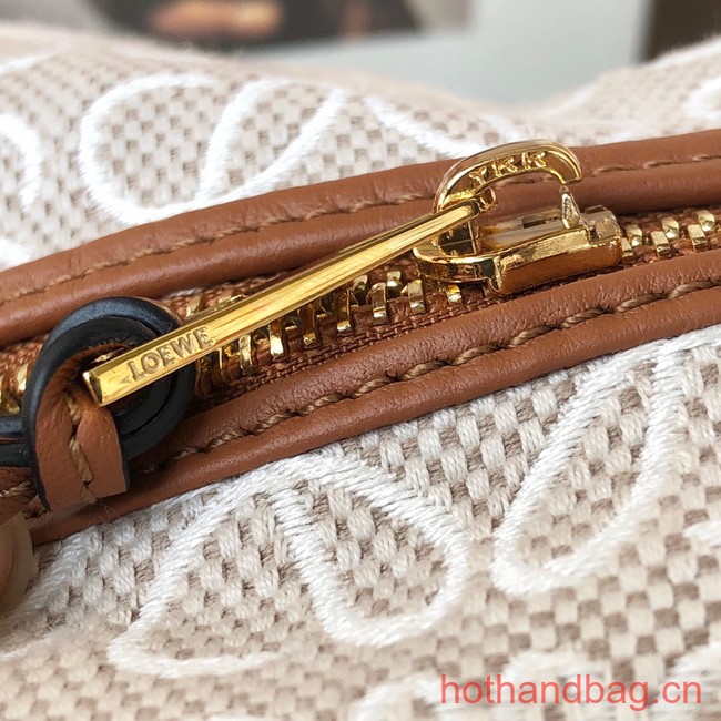 Loewe Miniature Anagram Jacquard and cow leather bag 651420 Hazel&tan