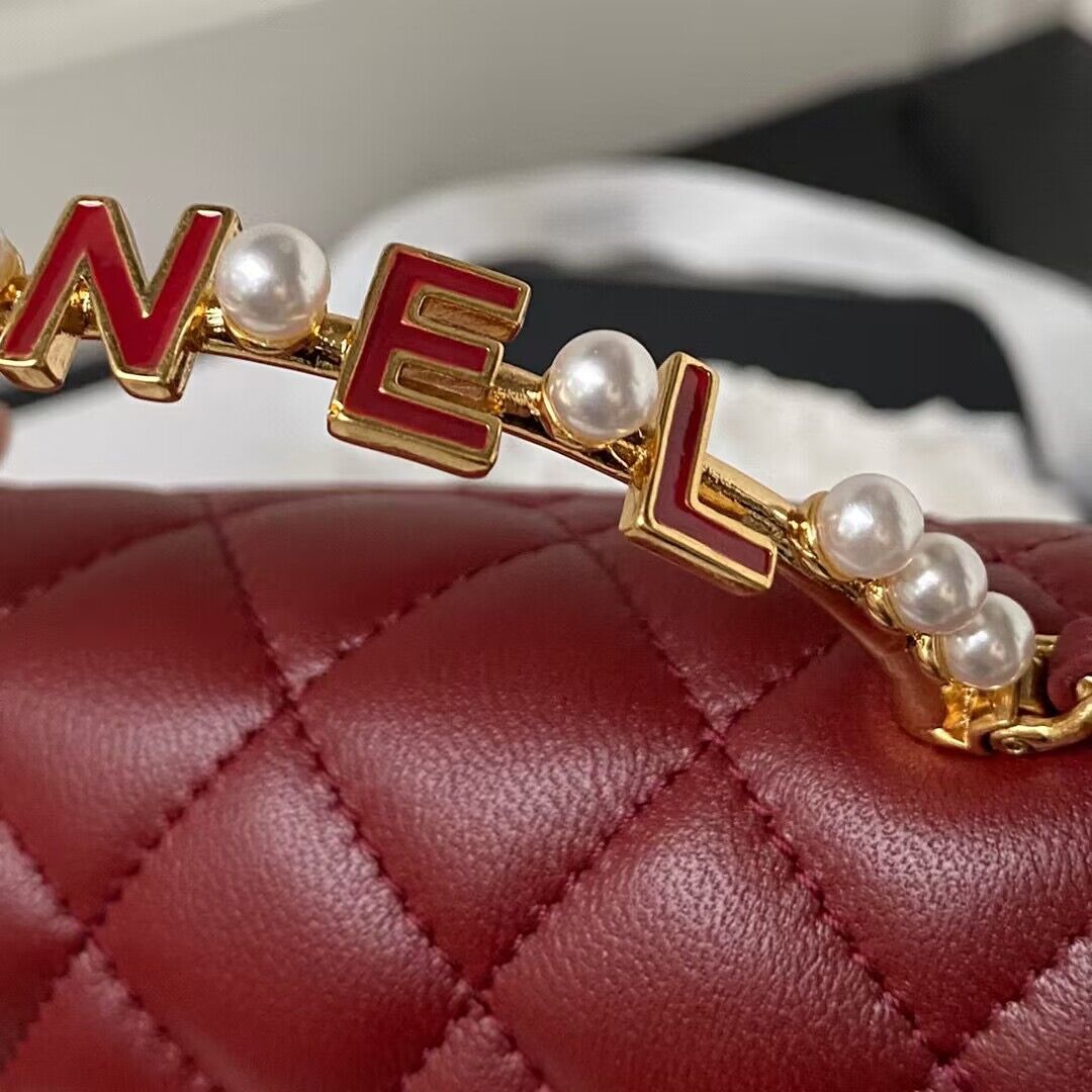 CHANEL 22B Kelly Pearl Top Handle Bag AP3513 Wine CHANEL 22B Kelly Pearl Top Handle Bag AP3513 Wine