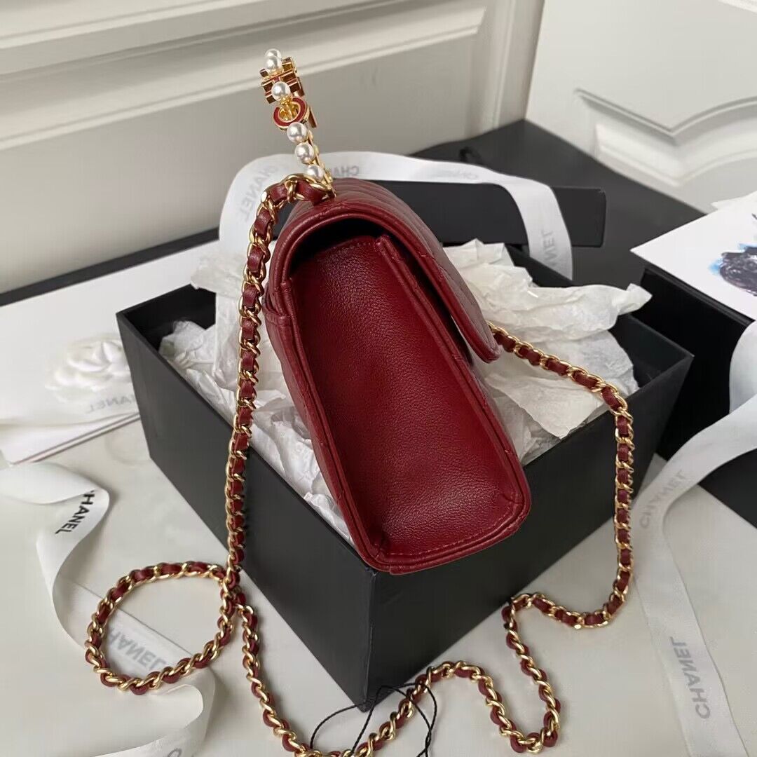 CHANEL 22B Kelly Pearl Top Handle Bag AP3513 Wine CHANEL 22B Kelly Pearl Top Handle Bag AP3513 Wine