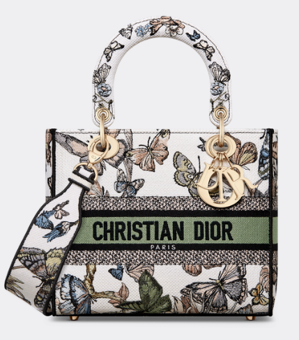 MEDIUM LADY D-LITE BAG White Multicolor Toile de Jouy Mexico Embroidery M0565O MEDIUM LADY D-LITE BAG White Multicolor Toile de Jouy Mexico Embroidery M0565O