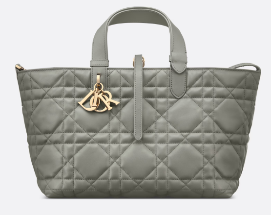 Medium Dior Toujours Bag Stone Gray Macrocannage Calfskin M2821O Medium Dior Toujours Bag Stone Gray Macrocannage Calfskin M2821O