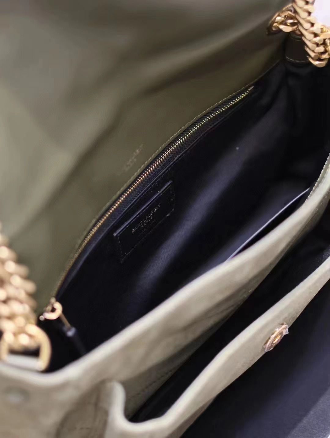 Yves Saint Laurent NIKI BABY IN QUILTED SUEDE LEATHER 498894 Dark Green Yves Saint Laurent NIKI BABY IN QUILTED SUEDE LEATHER 498894 Dark Green