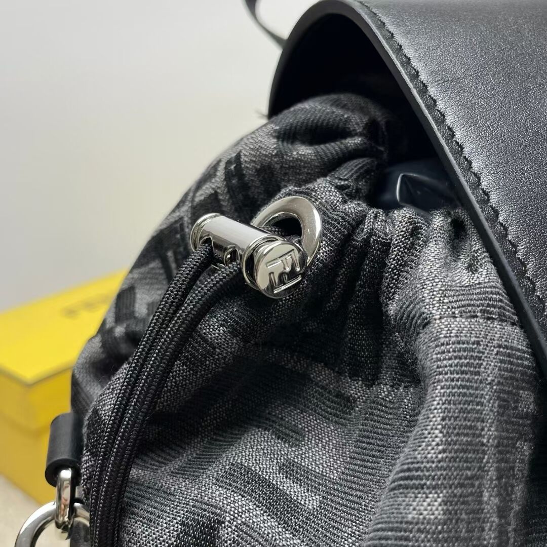 Fendi FF Jacquard Fendi Strike Medium fabric backpack 7VZ070A black Fendi FF Jacquard Fendi Strike Medium fabric backpack 7VZ070A black