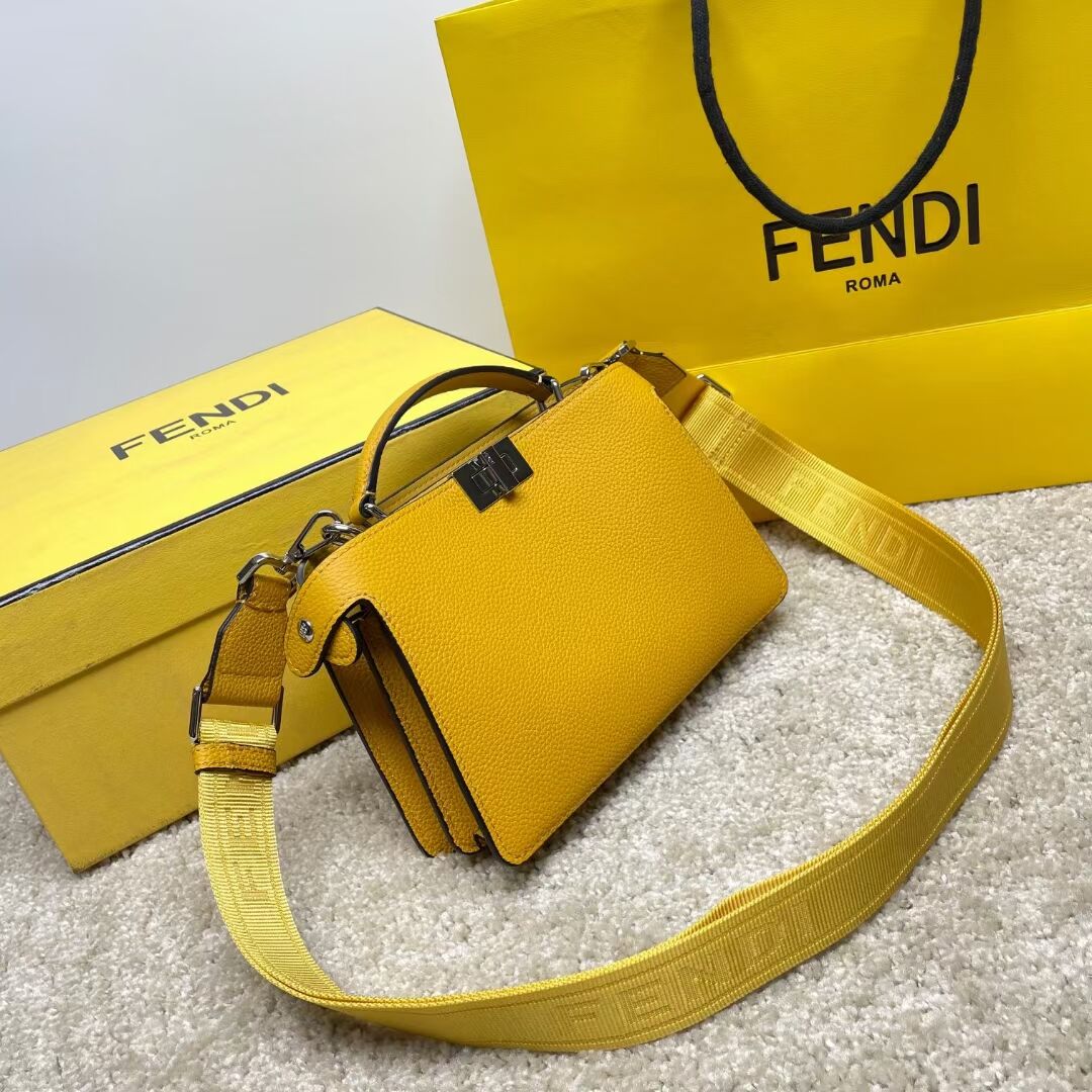 Fendi Peekaboo ISeeU XCross leather bag 7VA582A Yellow Fendi Peekaboo ISeeU XCross leather bag 7VA582A Yellow