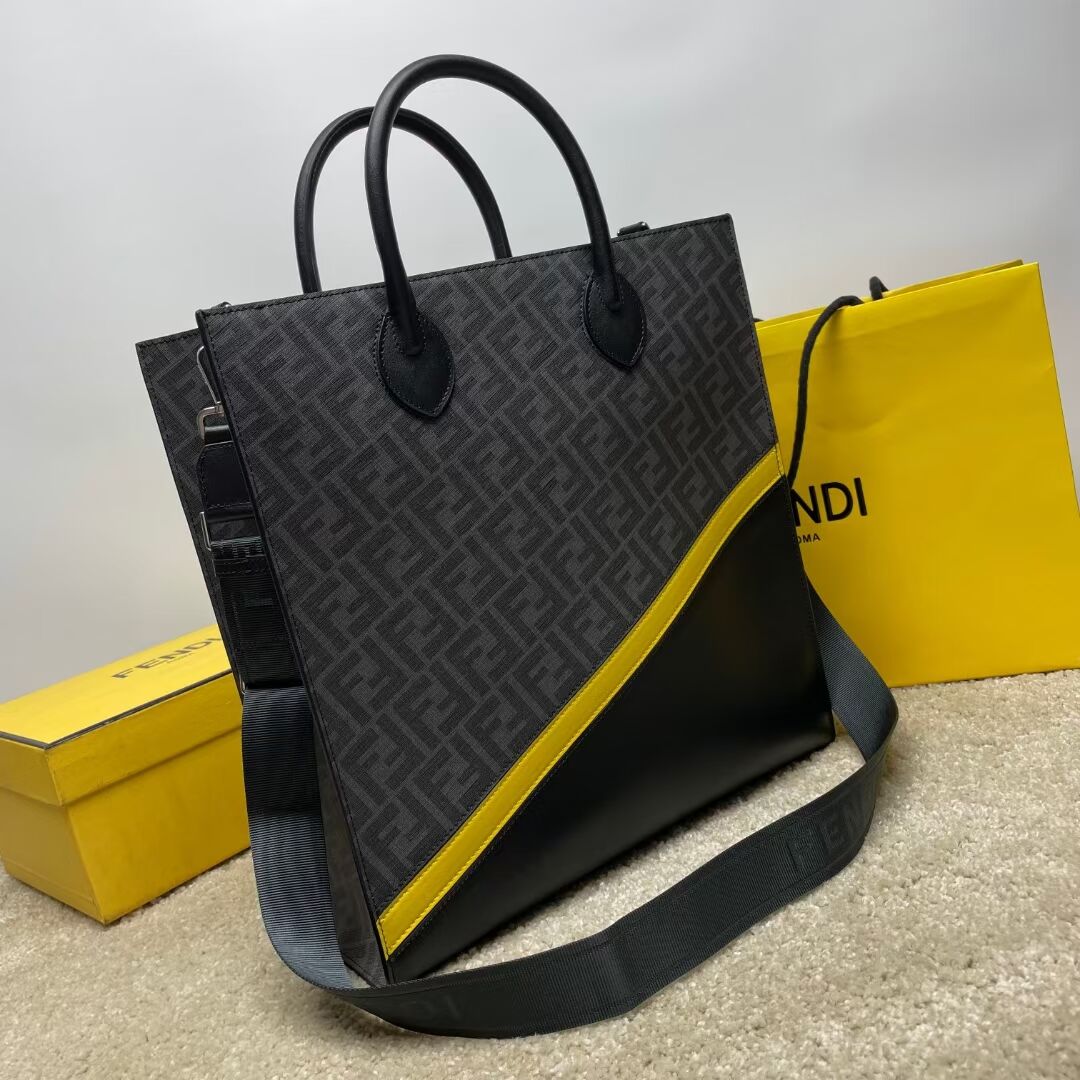 Fendi x FRGMT brown FF fabric bag Shopper F7678 black Fendi x FRGMT brown FF fabric bag Shopper F7678 black