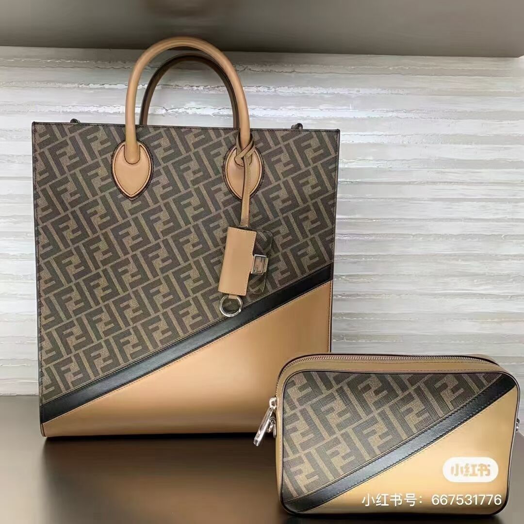 Fendi x FRGMT brown FF fabric bag Shopper F7678 brown Fendi x FRGMT brown FF fabric bag Shopper F7678 brown
