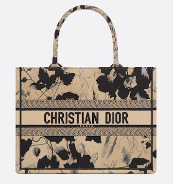 Medium Dior Book Tote Beige and Black Fleurs Mystiques Embroidery M1296ZE Medium Dior Book Tote Beige and Black Fleurs Mystiques Embroidery M1296ZE