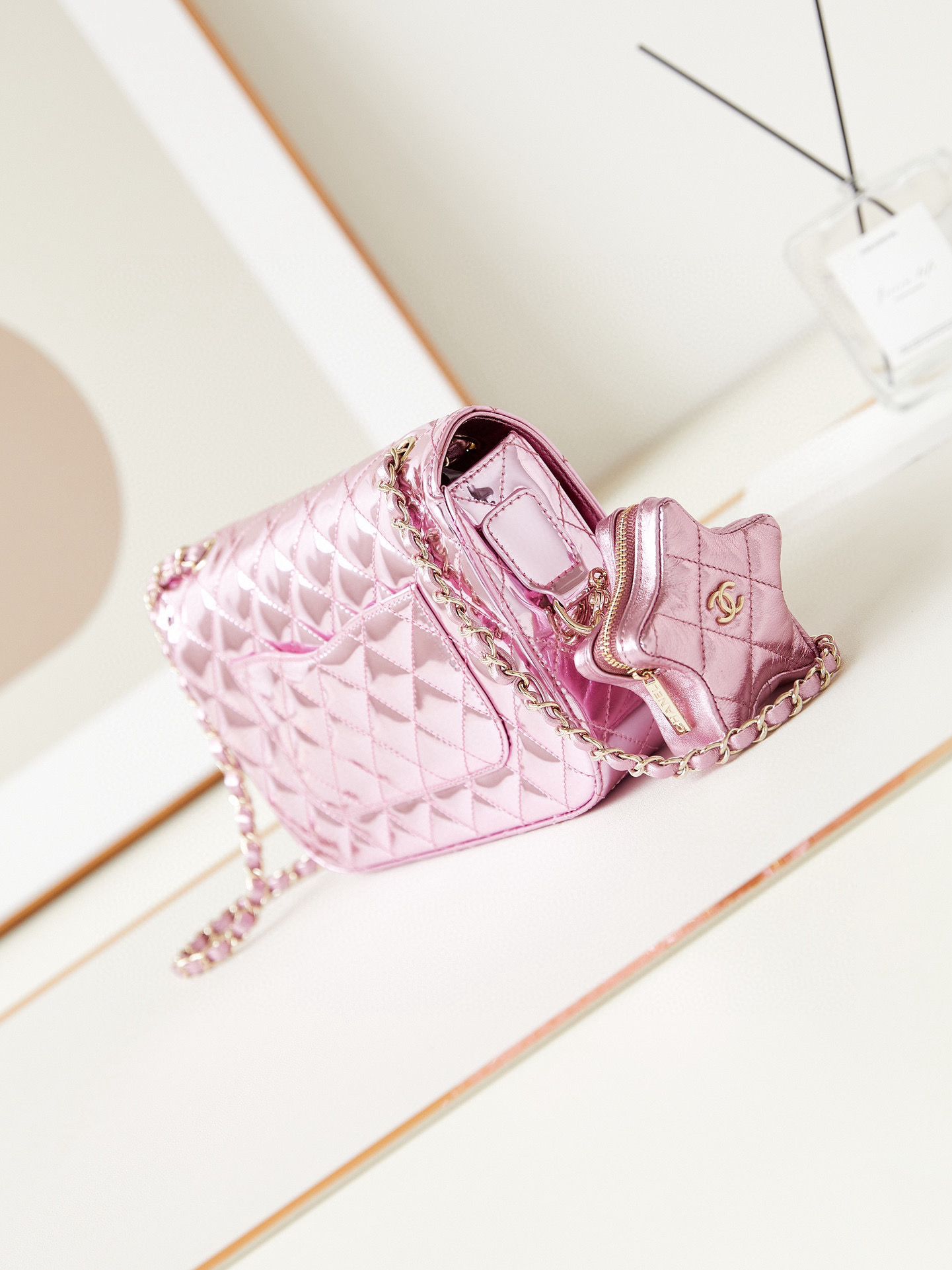 Chanel 24C Original Leather Flap Bag & Star Coin Bag AS4648 Pink Chanel 24C Original Leather Flap Bag & Star Coin Bag AS4648 Pink