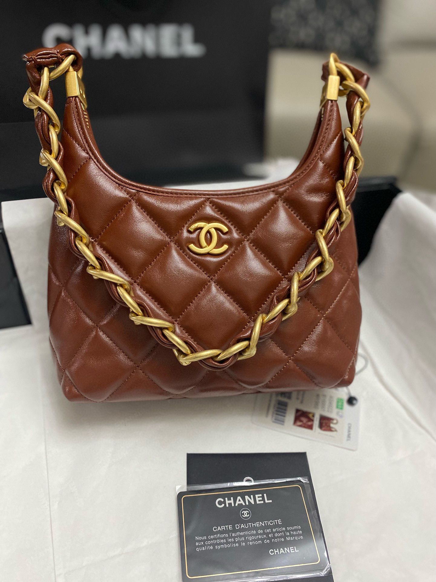 Chanel 24A Original Leather Hobo Bag AS4922 AS4923 Brown Chanel 24A Original Leather Hobo Bag AS4922 AS4923 Brown