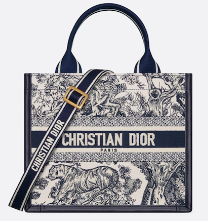Small Dior Book Tote White and Navy Blue Toile de Jouy Sauvage Embroidery with Navy Blue Calfskin M1325CET Small Dior Book Tote White and Navy Blue Toile de Jouy Sauvage Embroidery with Navy Blue Calfskin M1325CET