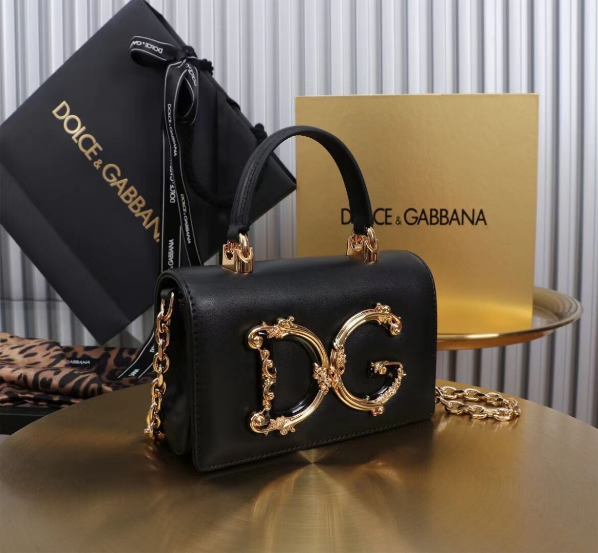 Dolce & Gabbana leather Shoulder Bag G6504 black Dolce & Gabbana leather Shoulder Bag G6504 black