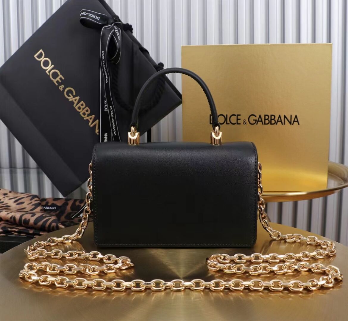 Dolce & Gabbana leather Shoulder Bag G6504 black Dolce & Gabbana leather Shoulder Bag G6504 black