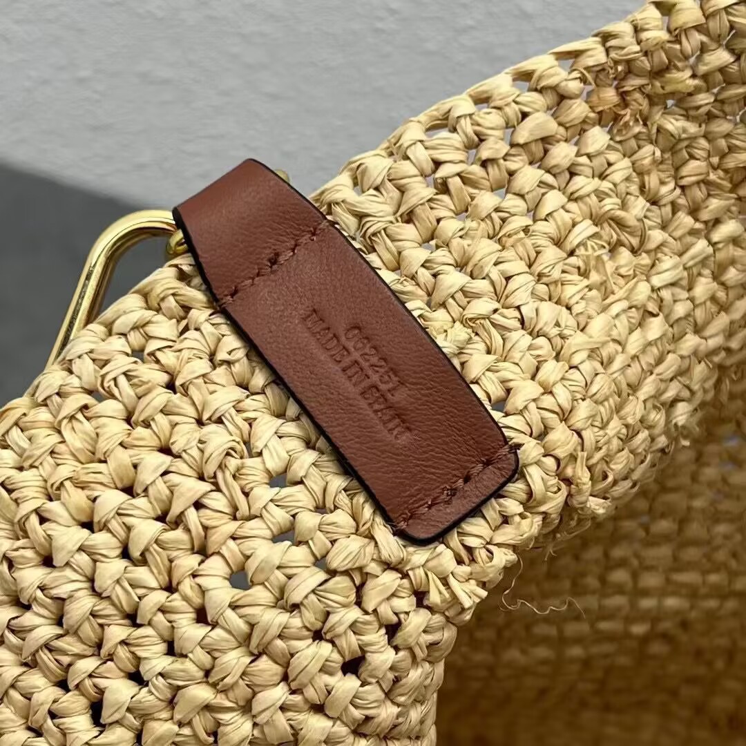 Loewe Woven Raffia Slit Mini Tote Bag 82020 Tan Loewe Woven Raffia Slit Mini Tote Bag 82020 Tan