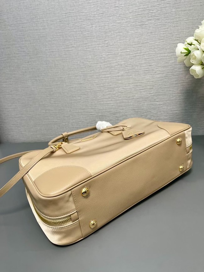 Prada Re-Edition 1978 large Re-Nylon and Saffiano leather two-handle bag 1BB114 Beige