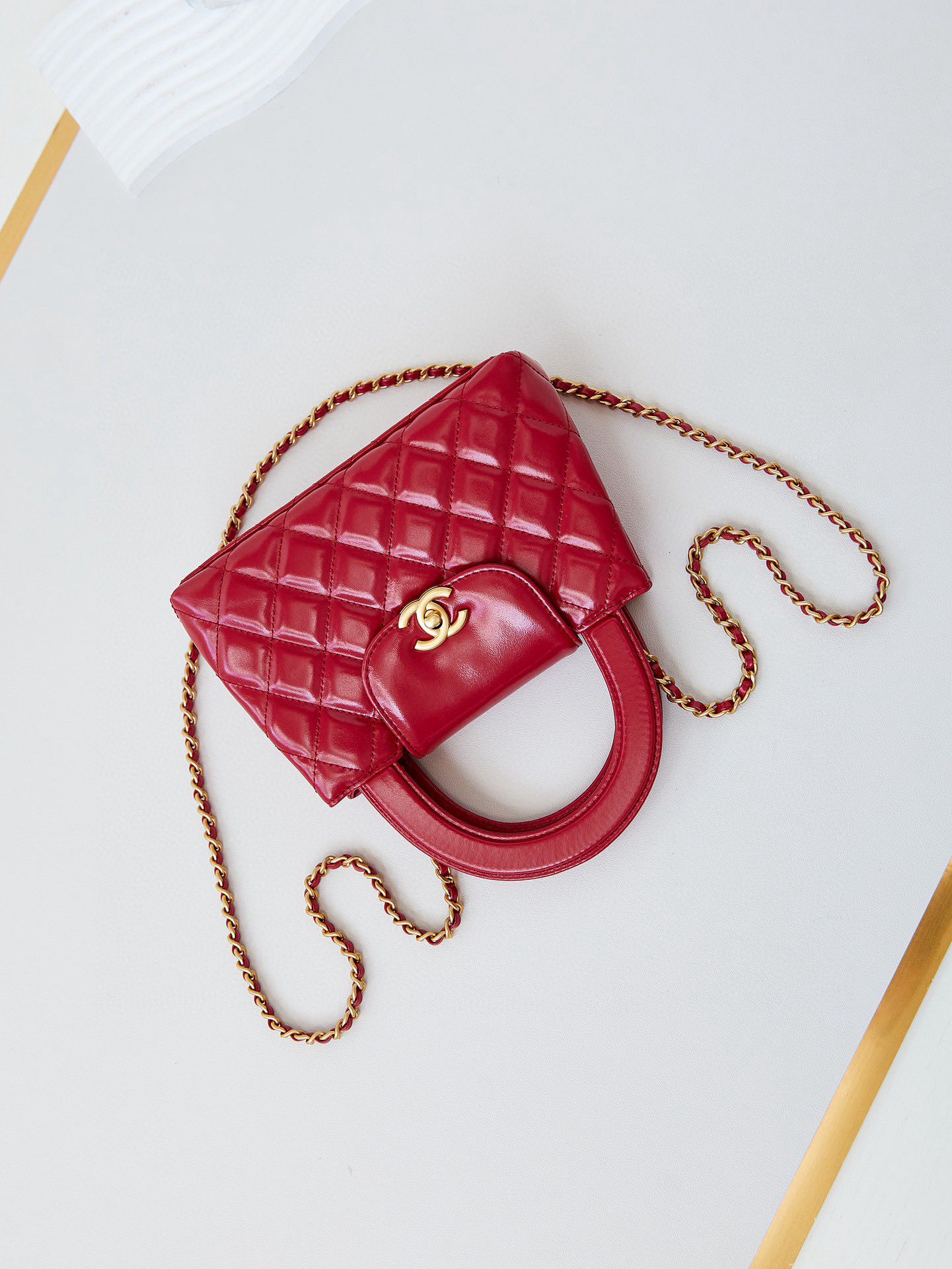 Chanel 23k Vintage Kelly Original Leather Top Handle Bag AS4416 Red Chanel 23k Vintage Kelly Original Leather Top Handle Bag AS4416 Red
