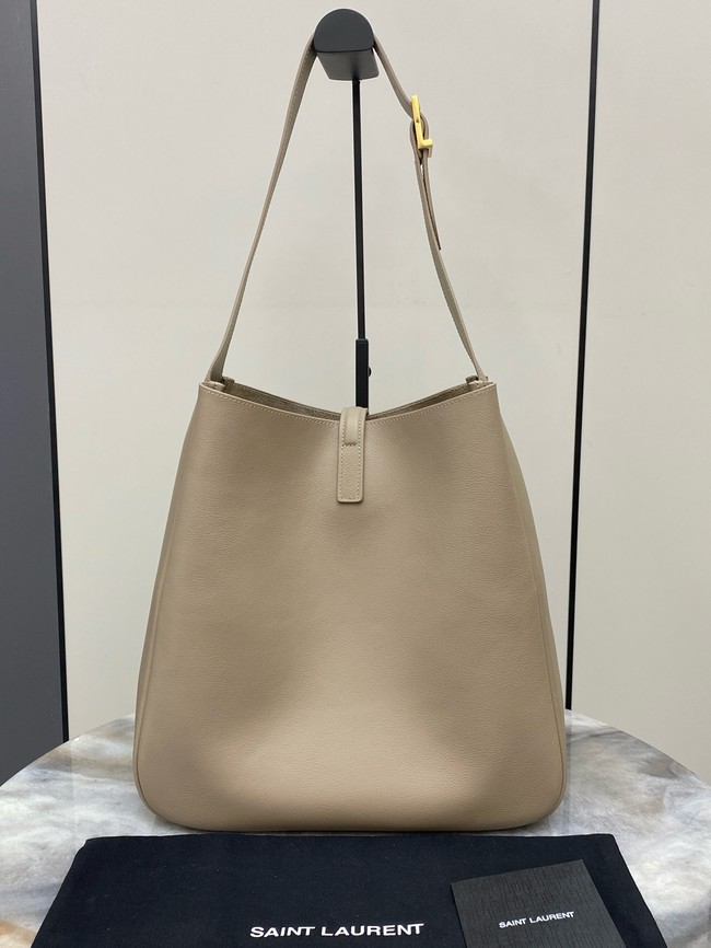 SAINT LAURENT LE 5 A 7 SUPPLE LARGE IN GRAINED LEATHER 753837 DUSTY GREY