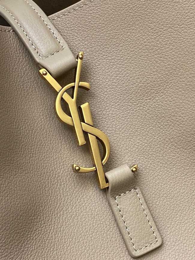 SAINT LAURENT LE 5 A 7 SUPPLE LARGE IN GRAINED LEATHER 753837 DUSTY GREY