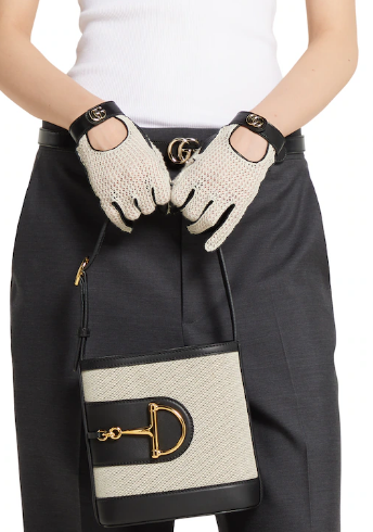 GUCCI 73 MINI BUCKET BAG Natural canvas 833665 Black