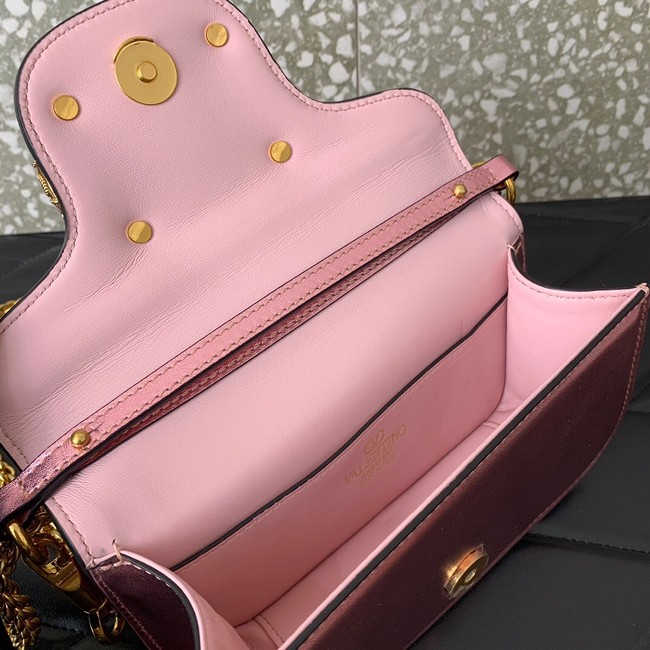 VALENTINO LOCO Small handbag in laminated calfskin WB0K53 pink
