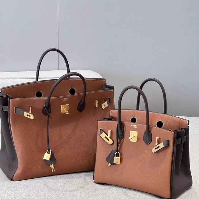 Hermes Birkin Tote Bag Original Togo Leather 6635 camel&coffce