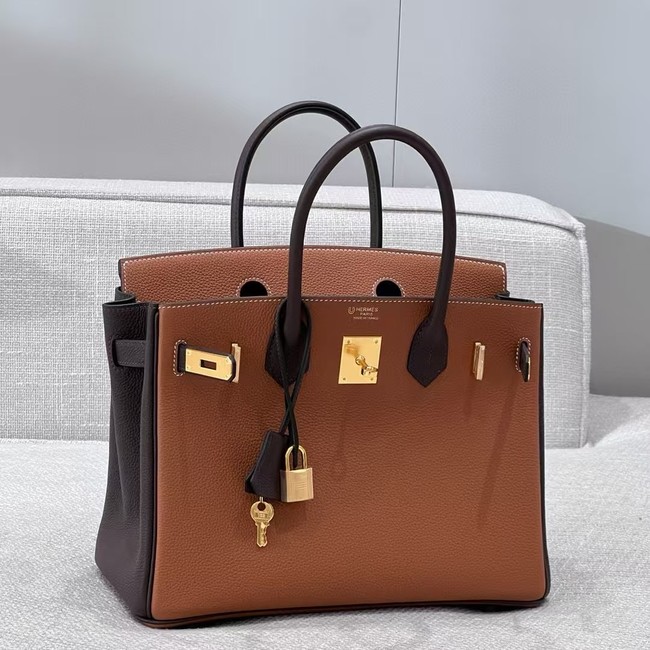 Hermes Birkin Tote Bag Original Togo Leather 6635 camel&coffce