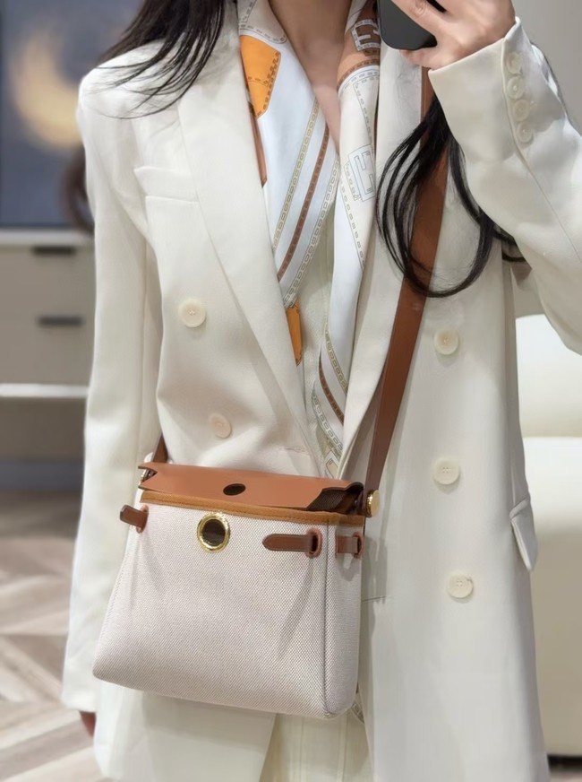 Hermes mini Herbag 20CM Original Canvas Leather & Calfskin 48888-7