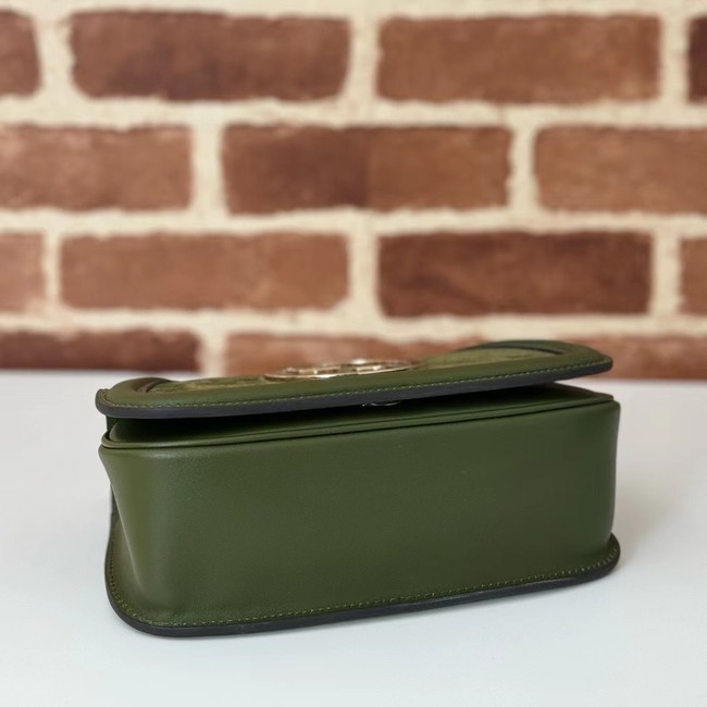 GUCCI BLONDIE SMALL SHOULDER BAG suede 815711 DARK GREEN