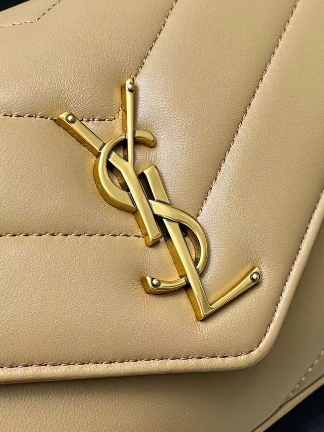 SAINT LAURENT LOULOU SMALL IN MATELASSE LAMBSKIN 801437 NATURAL TAN