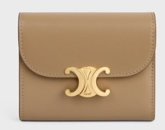 Celine SMALL FLAP WALLET TRIOMPHE IN SHINY CALFSKIN 10D783 SMOKED BROWN Celine SMALL FLAP WALLET TRIOMPHE IN SHINY CALFSKIN 10D783 SMOKED BROWN