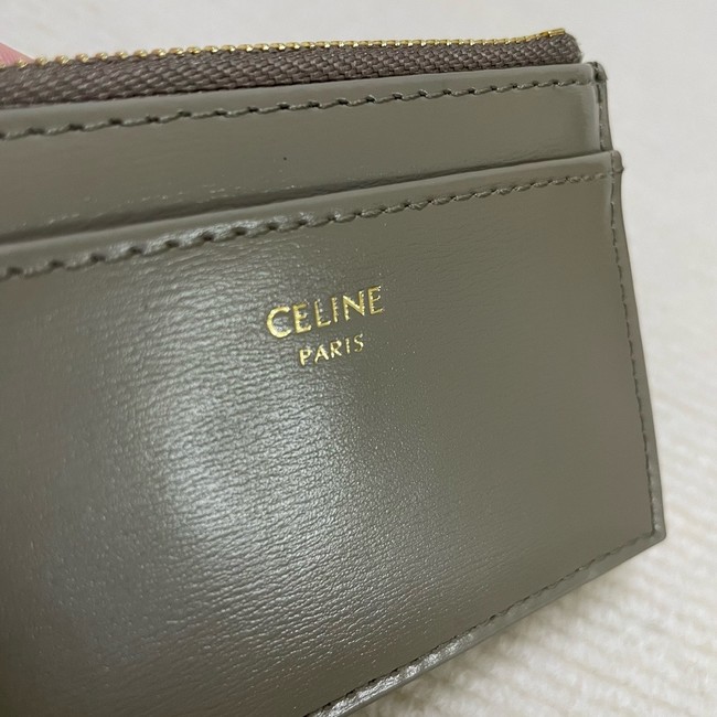 Celine SMALL FLAP WALLET TRIOMPHE IN SHINY CALFSKIN 10L653 dark gray