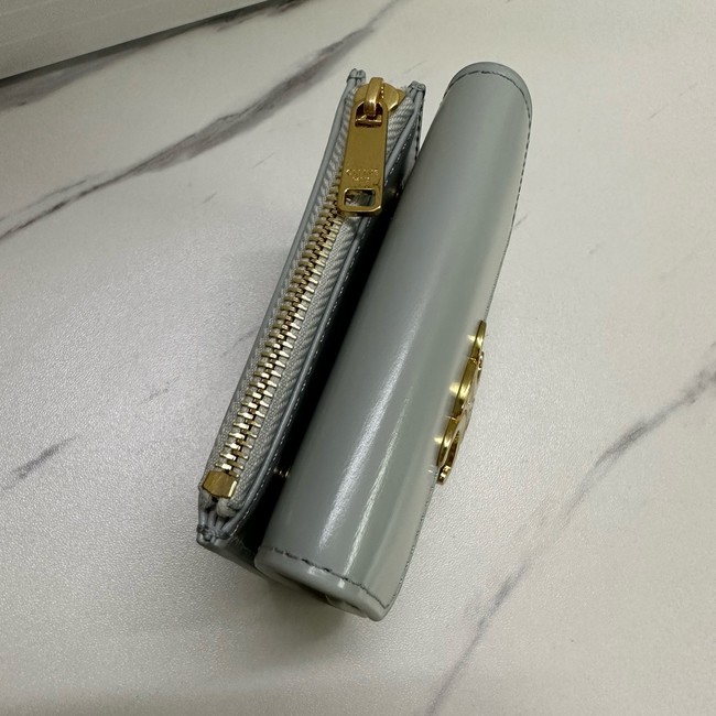 Celine SMALL FLAP WALLET TRIOMPHE IN SHINY CALFSKIN 10L653 light gray