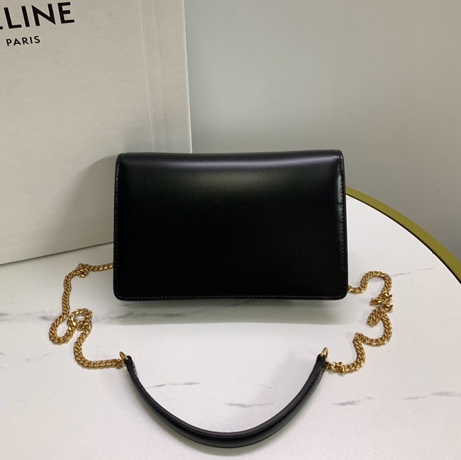 Celine WALLET ON CHAIN MARGO IN SHINY CALFSKIN 10J733 black
