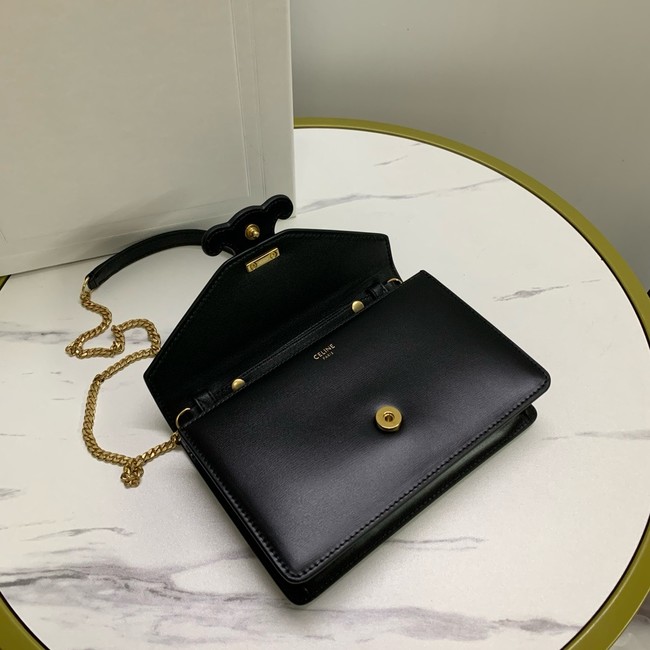 Celine WALLET ON CHAIN MARGO IN SHINY CALFSKIN 10J733 black