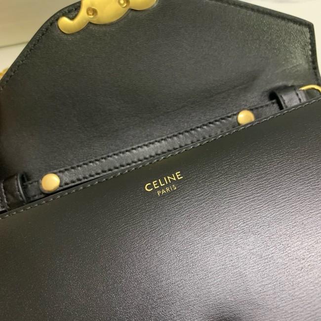 Celine WALLET ON CHAIN MARGO IN SHINY CALFSKIN 10L033 BLACK