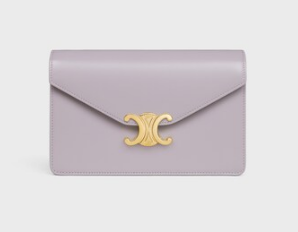 Celine WALLET ON CHAIN MARGO IN SHINY CALFSKIN 10L033 LIGHT LILAC
