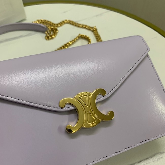Celine WALLET ON CHAIN MARGO IN SHINY CALFSKIN 10L033 LIGHT LILAC