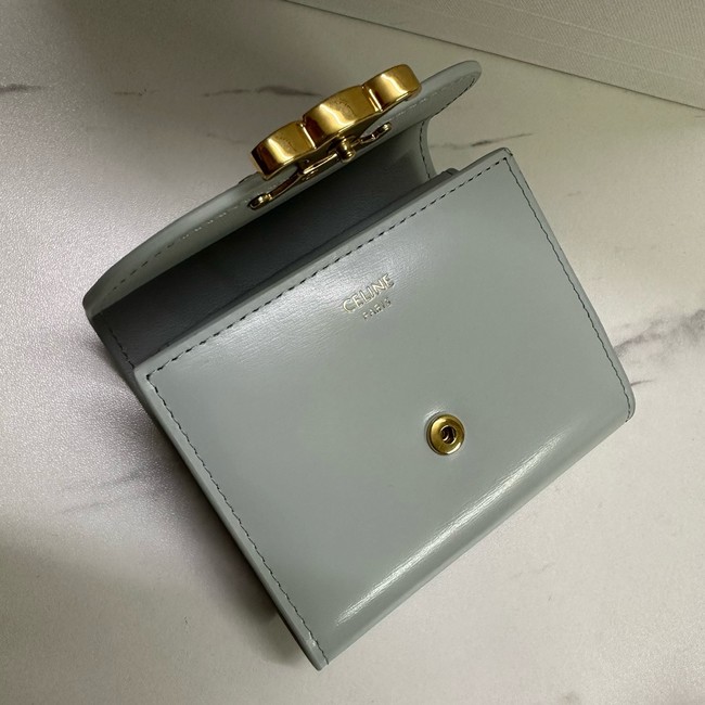 Celine SMALL FLAP WALLET TRIOMPHE IN SHINY CALFSKIN 10D783 MOON