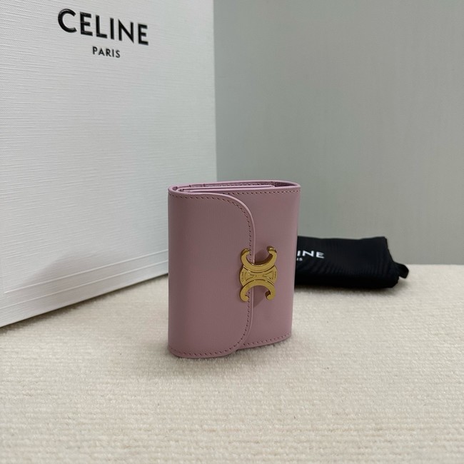 Celine SMALL FLAP WALLET TRIOMPHE IN SHINY CALFSKIN 10D783 Purple