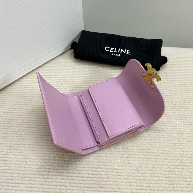 Celine SMALL FLAP WALLET TRIOMPHE IN SHINY CALFSKIN 10D783 Purple