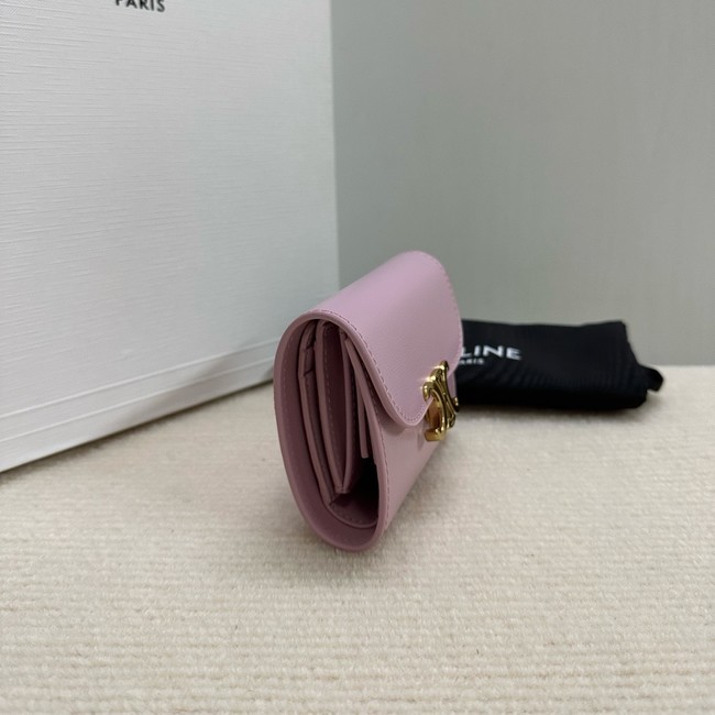 Celine SMALL FLAP WALLET TRIOMPHE IN SHINY CALFSKIN 10D783 Purple