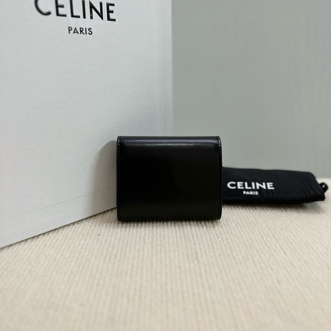 Celine SMALL FLAP WALLET TRIOMPHE IN SHINY CALFSKIN 10D783 white&SILVER