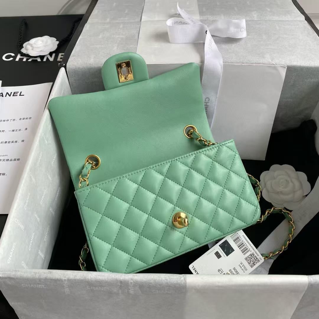 CHANEL CLASSIC 11.12 HANDBAG A01116 Light Green