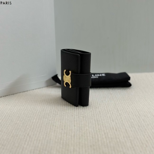 Celine FINE STRAP WALLET NINO IN SUPPLE GRAINED CALFSKIN 10M962 black 