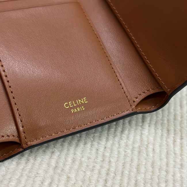 Celine FINE STRAP WALLET NINO IN TRIOMPHE CANVAS AND LAMBSKIN 10M962 TAN
