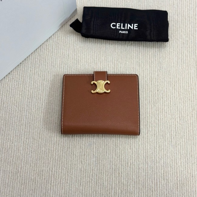 Celine MEDIUM STRAP WALLET NINO IN SUPPLE GRAINED CALFSKIN 10M912 TAN